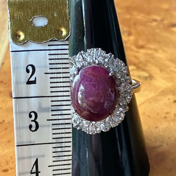 Natural Star Ruby Sterling Silver Ring Size 8 - Picture 8 of 10